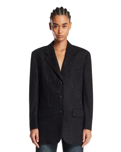 Umit Benan Blue Cashmere Jacket In Black