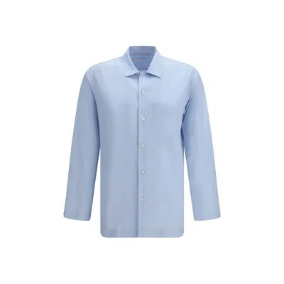 Umit Benan Blue Silk Men's Shirt