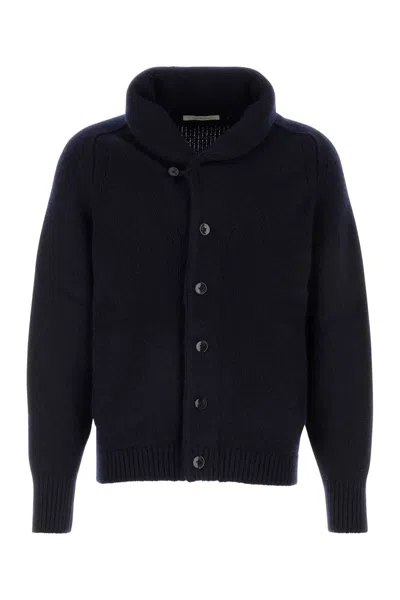 Umit Benan Dark Cashmere Blend Montana Cardigan In Blue