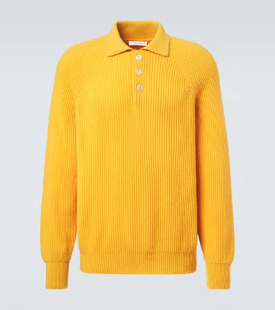 Umit Benan Diana Cashmere Polo Sweater In Yellow