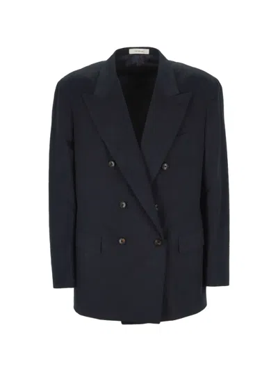 Umit Benan Double-breasted Peak-lapels Jacket In Blue