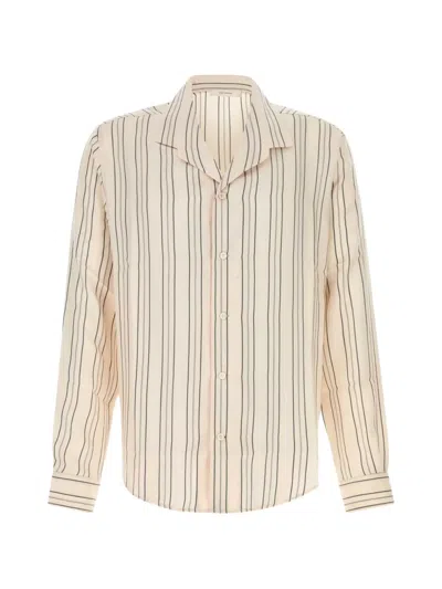 Umit Benan Franco Striped Silk Shirt In Gold