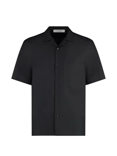 Umit Benan Havana Short-sleeve Pocket-detail Silk Shirt In Black