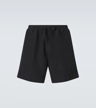Umit Benan Julian Linen And Silk Bermuda Shorts In Black