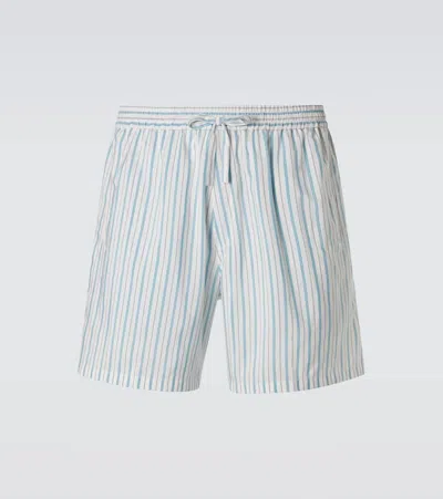 Umit Benan Julian Silk And Cotton Bermuda Shorts In Blue