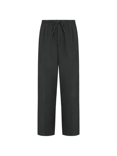 Umit Benan Julian Silk Drawstring Trousers In Black