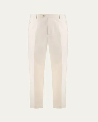 Umit Benan Men's Brushed Cotton Trousers In White