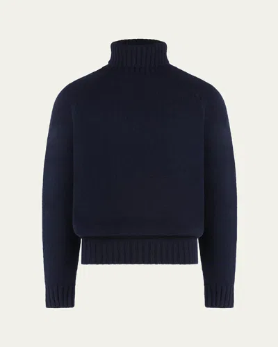 Umit Benan Men's Cashmere Turtleneck Sweater In Blue
