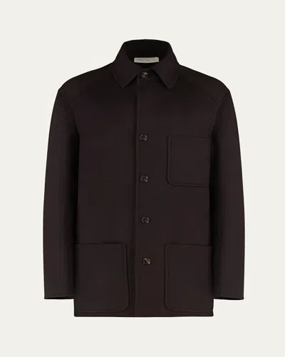Umit Benan Men's Pitt Double-faced Merino Wool Jacket In Brown
