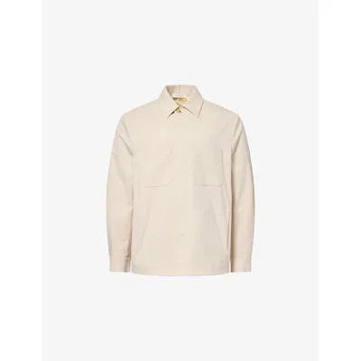 Umit Benan Mens Beige Jerome Patch-pocket Cotton-and-silk Shirt In Pink