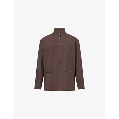 Umit Benan Womens Benan Brown Julian Camp-collar Silk-blend Jacket