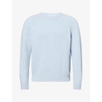 Umit Benan Mens Light Blue Milano Crew-neck Cashmere Jumper