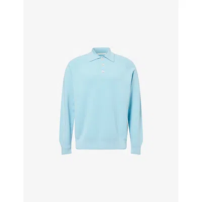 Umit Benan Mens  Diana Relaxed-fit Cashmere Polo Top In Blue
