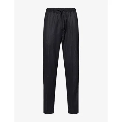 Umit Benan Mens Selly Drawstring Cotton-silk Trousers Dark Grey In Gray