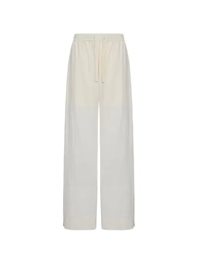 Umit Benan Michelle Silk Trousers In Neutral