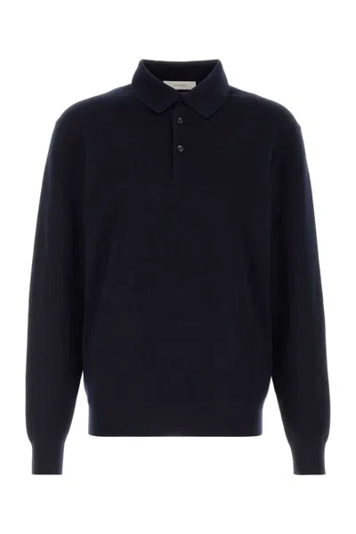 Umit Benan Midnight Blue Cashmere Blend Polo Shirt In Black