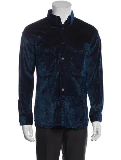 Pre-owned Umit Benan Patterned Long Sleeve Shirt In Blue