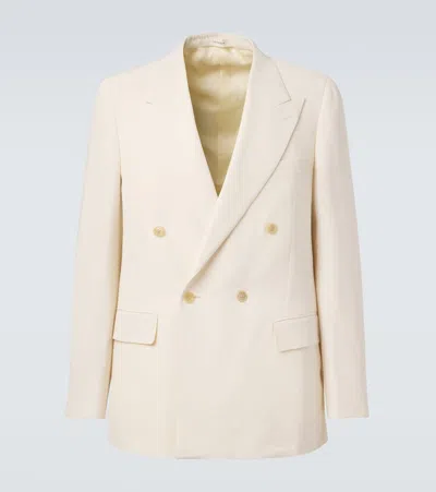 Umit Benan Pietro Silk And Cotton-blend Suit Jacket In White
