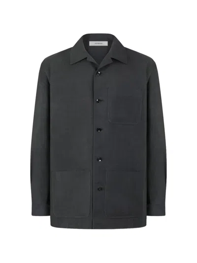 Umit Benan Santiago Silk Overshirt In Grey