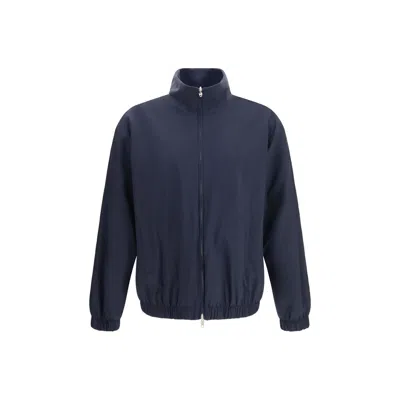Umit Benan Silk Full-length Men's Jacket In Blue