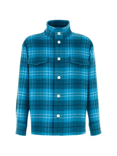 Umit Benan St. Moritz Check Cashmere Jacket In Blue
