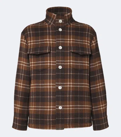 Umit Benan St. Moritz Plaid Cashmere Overshirt In Brown