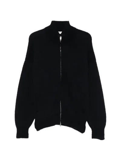Umit Benan Suvretta Zip-up Ribbed-knit Cardigan In Black