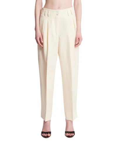 Umit Benan White Diane Linen And Silk Trousers