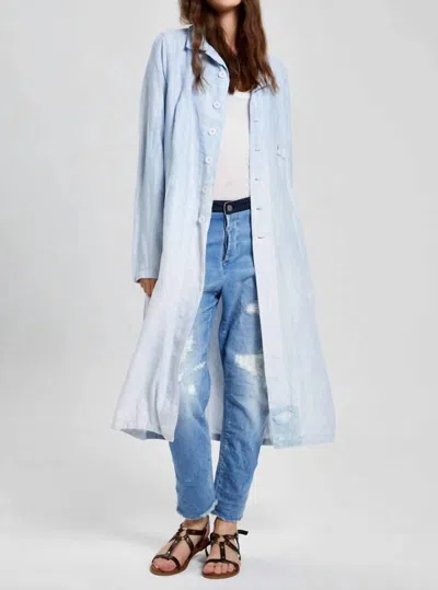 Umit Unal Summer Long Worker Jacket In Henna Dying In Ice Blue Color
