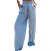 Umorger Tencel Wide Leg Trouser In Overcast Blue In Blue