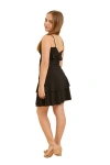 Un Deux Trois Kids'  Bow Back Tiered Dress In Black