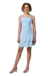 Un Deux Trois Kids'  Bow Back Tiered Dress In Blue