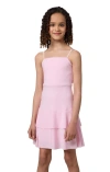 Un Deux Trois Kids'  Bow Back Tiered Dress In Pink
