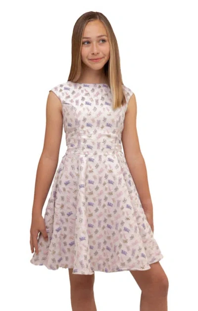 Un Deux Trois Kids'  Cap Sleeve Boat Neck Dress In Longer Length In Pink