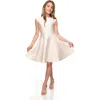 Un Deux Trois Cap Sleeve Boat Neck Dress In Longer Length In Pink