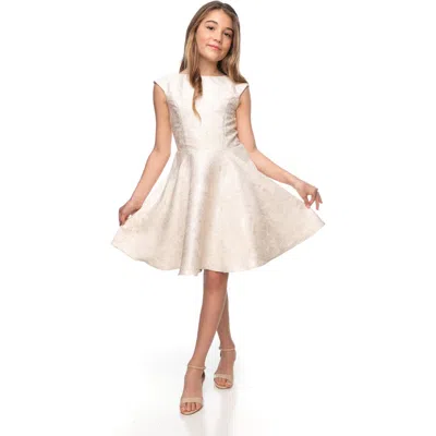 Un Deux Trois Kids'  Cap Sleeve Boat Neck Dress In Longer Length In Pink