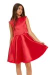 Un Deux Trois Girl's Cap Sleeve A-line Dress In Red
