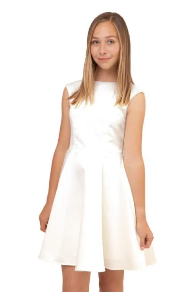 Un Deux Trois Kids'  Cap Sleeve Boat Neck Dress In Longer Length In Neutral