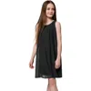 Un Deux Trois Kids'  Chiffon Shift Dress In Black