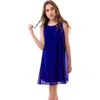 Un Deux Trois Kids'  Chiffon Shift Dress In Blue