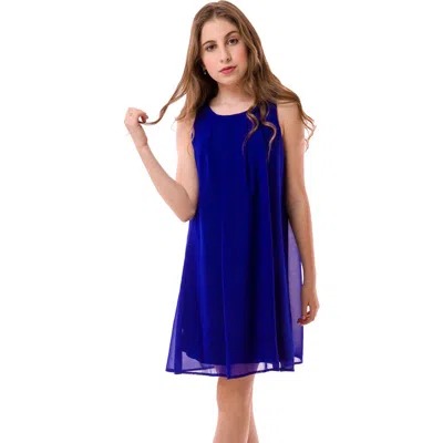 Un Deux Trois Kids'  Chiffon Shift Dress In Blue