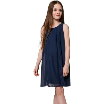 Un Deux Trois Kids'  Chiffon Shift Dress In Blue