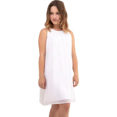 Un Deux Trois Kids'  Chiffon Shift Dress In White