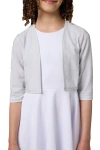 Un Deux Trois Kids'  Cropped Bolero Jacket In Silver