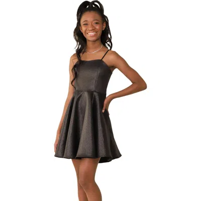 Un Deux Trois Kids'  Fit And Flare Party Dress In Black