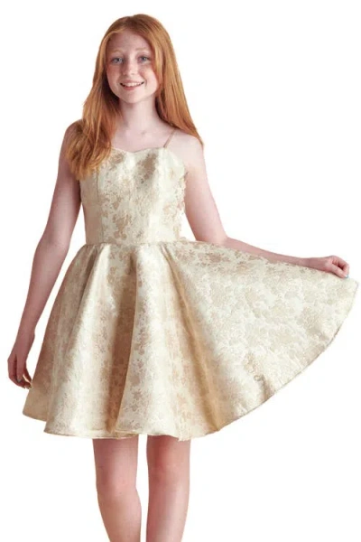 Un Deux Trois Kids'  Fit And Flare Party Dress In Yellow