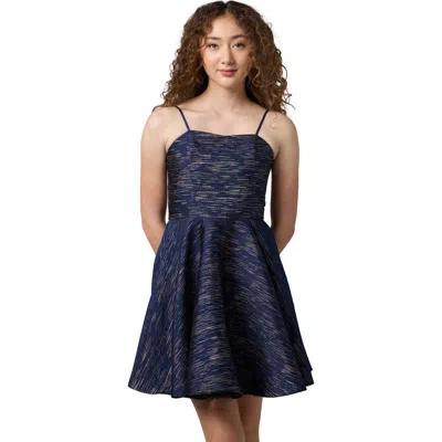 Un Deux Trois Kids'  Fit And Flare Party Dress In Blue