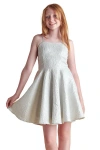 Un Deux Trois Girl's Jacquard A-line Dress In Metallic