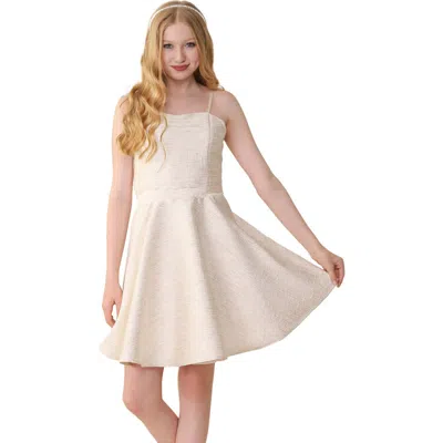 Un Deux Trois Kids'  Fit And Flare Party Dress In White