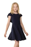 Un Deux Trois Kids'  Flutter Sleeve Dress In Navy
